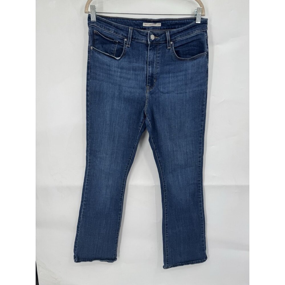 Levi's 725 High Rise‎ Bootcut Jean Women 33 Dark Wash Denim Western Bohemian